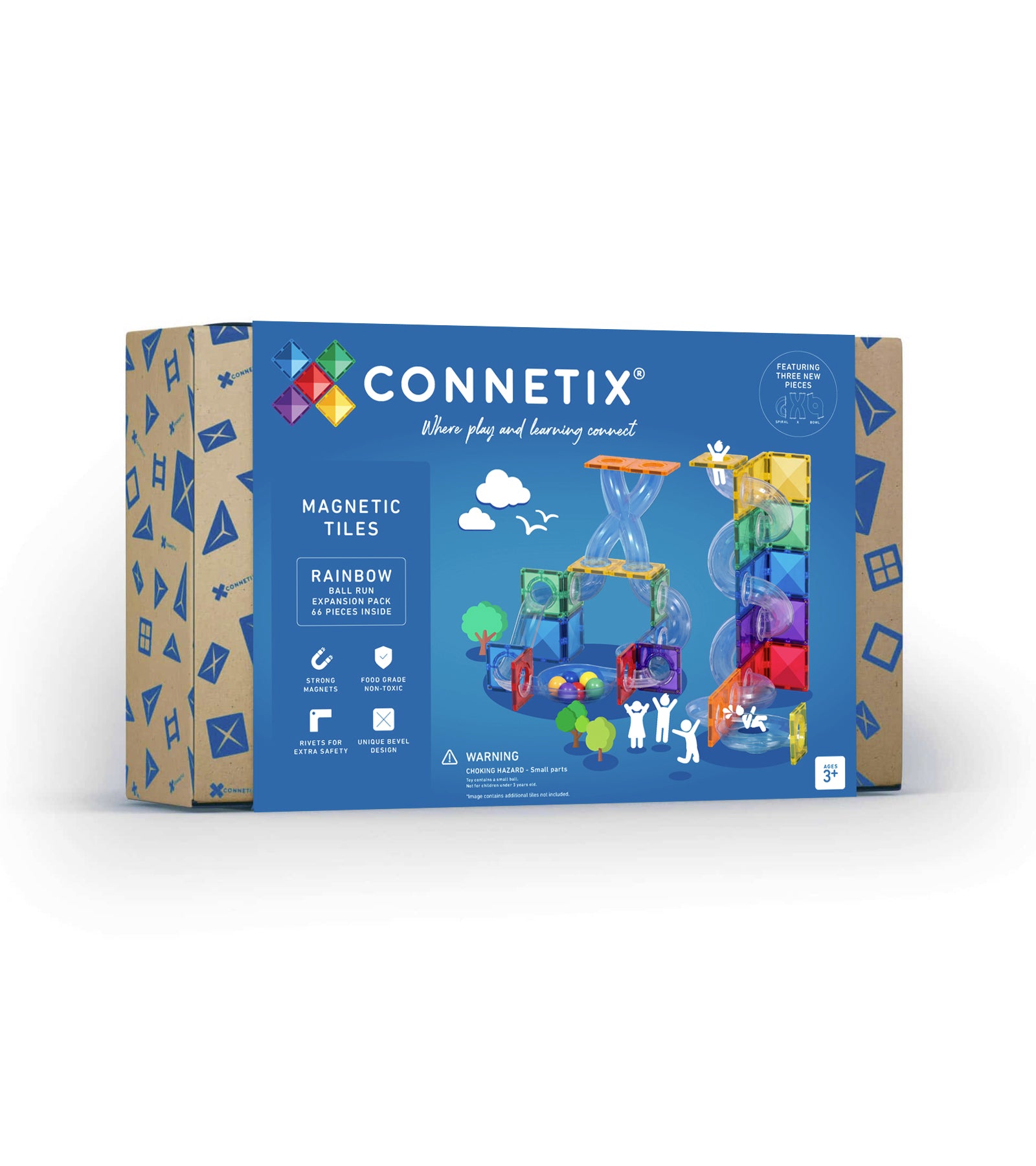 Connetix Rainbow Ball Run Expansion Pack 66pc voorkant verpakking magnetisch speelgoed voor kinderen