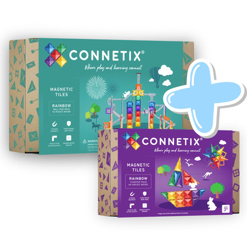 Voordeelbundel! - Connetix Rainbow Ball Run & Starter Pack - 152 magnetische onderdelen