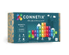 Connetix Rainbow Rectangle Pack voorkant verpakking met 18 magnetische tegels en stadsontwerp voor kinderen