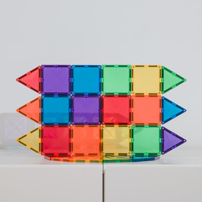 Connetix tiles symmetrische vis constructie magnetisch speelgoed regenboog kleuren flatlay