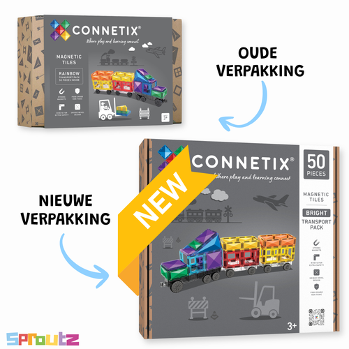 Connetix Bright Transport 2026 Pack - 50 magnetische tegels