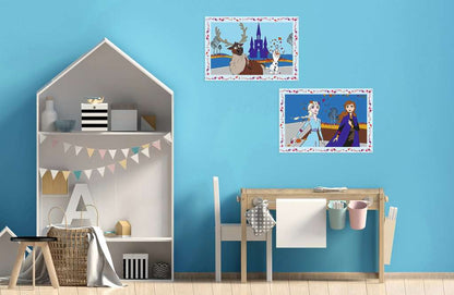 Twee Frozen CreArt schilderijen met Olaf en Anna als kinderkamer wanddecoratie, leuke dingen om te knutselen