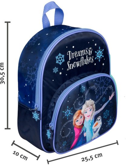 Frozen rugzak afmetingen 30,5 x 25,5 x 10 cm, blauw met Elsa en Anna, ideaal back to school