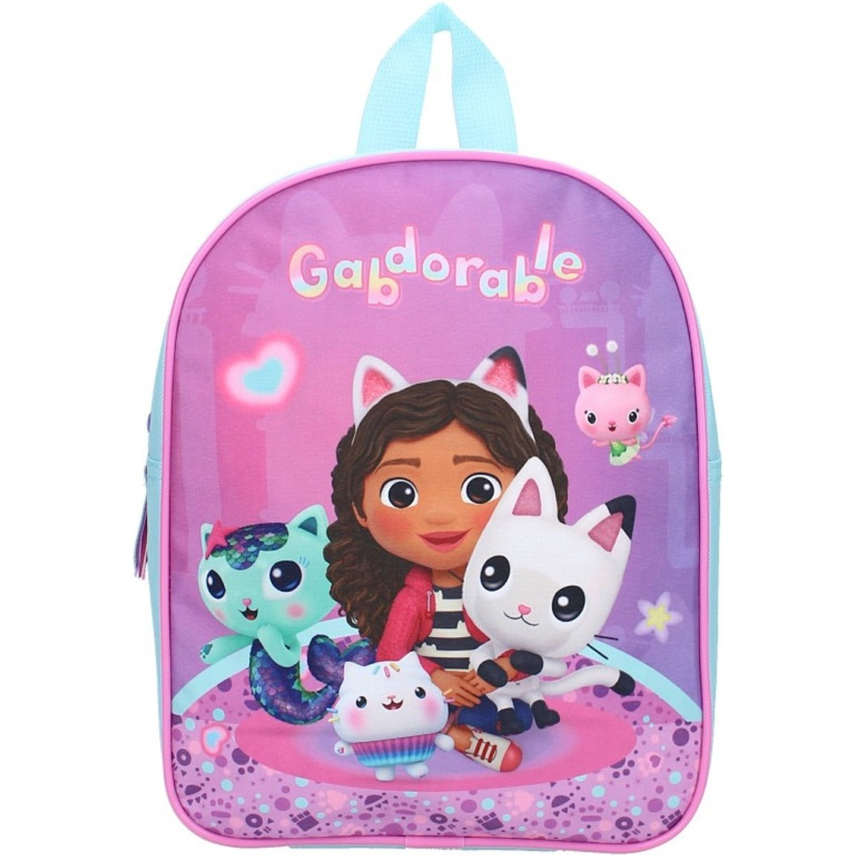 Gabby's Dollhouse kinderrugtas, leuk cadeau met MerCat design, turquoise-roze rugzak voor kleine kinderen