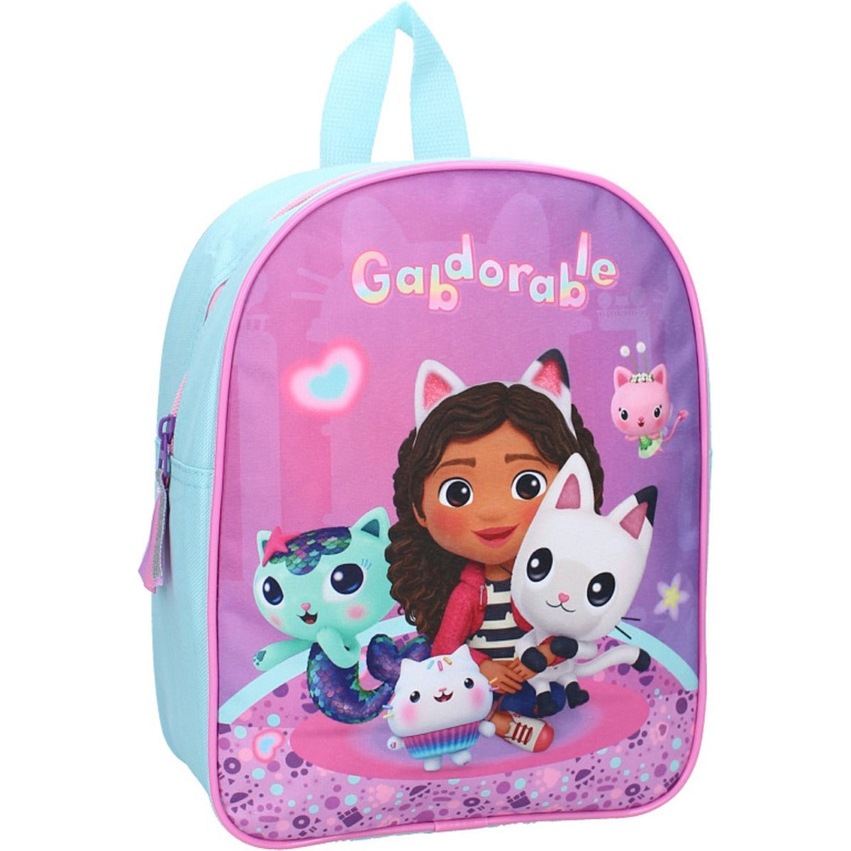 Gabby's Dollhouse kinderrugzak met Gabby, Pandy Paws en Cakey, roze-paarse rugzak kinderen 3+ jaar