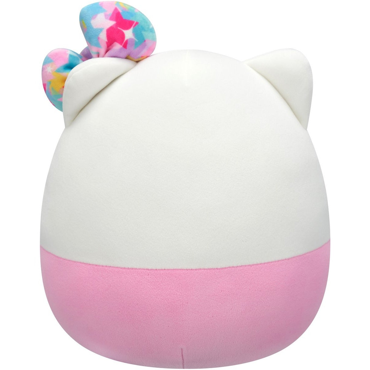 Squishmallow Hello Kitty knuffel achterzijde, grote Squishmallows collectie met witte rug en kleurrijke strik
