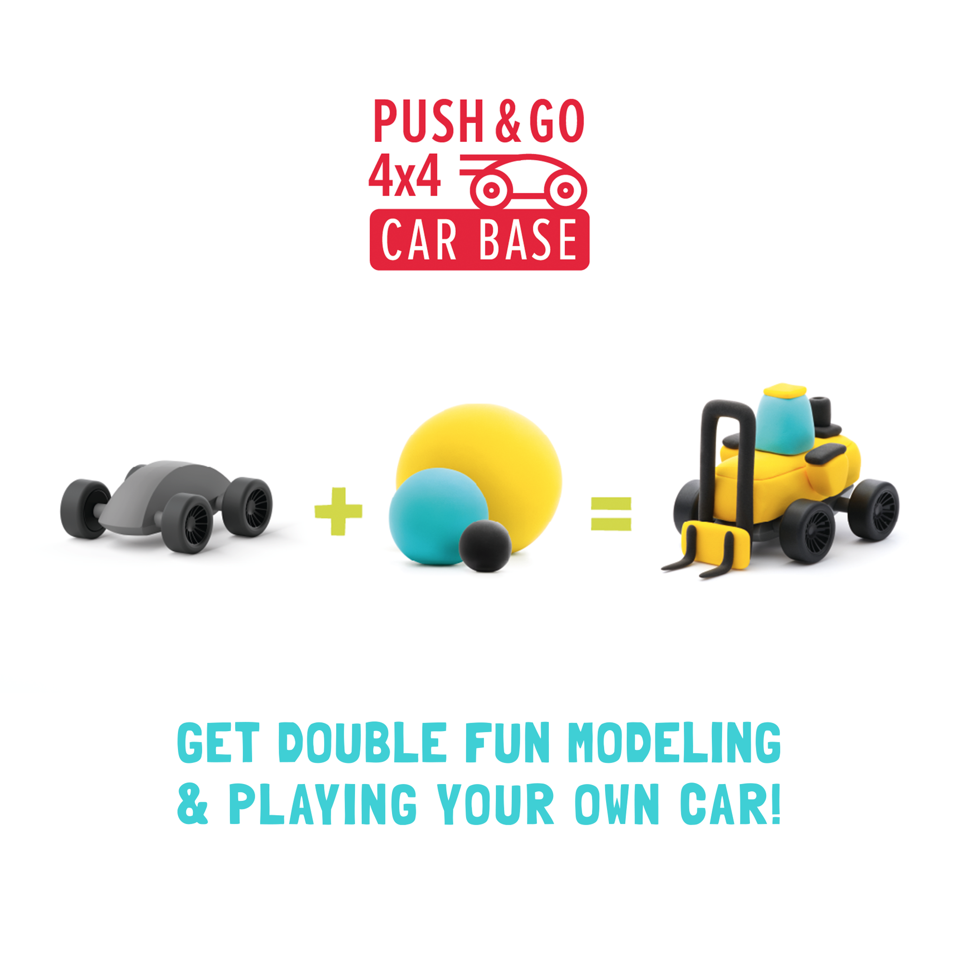 Hey Clay 4x4 car base instructie - kleien met Push & Go wielbasis voor Construction Vehicles