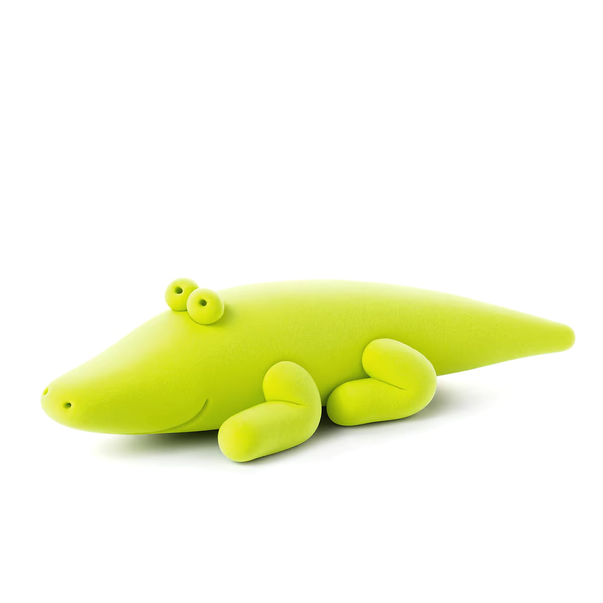 Lichtgroene krokodil uit Hey Clay Advent Calender 2025 van boetseerklei, vrolijk speelgoed en leuk kerstcadeau idee.
