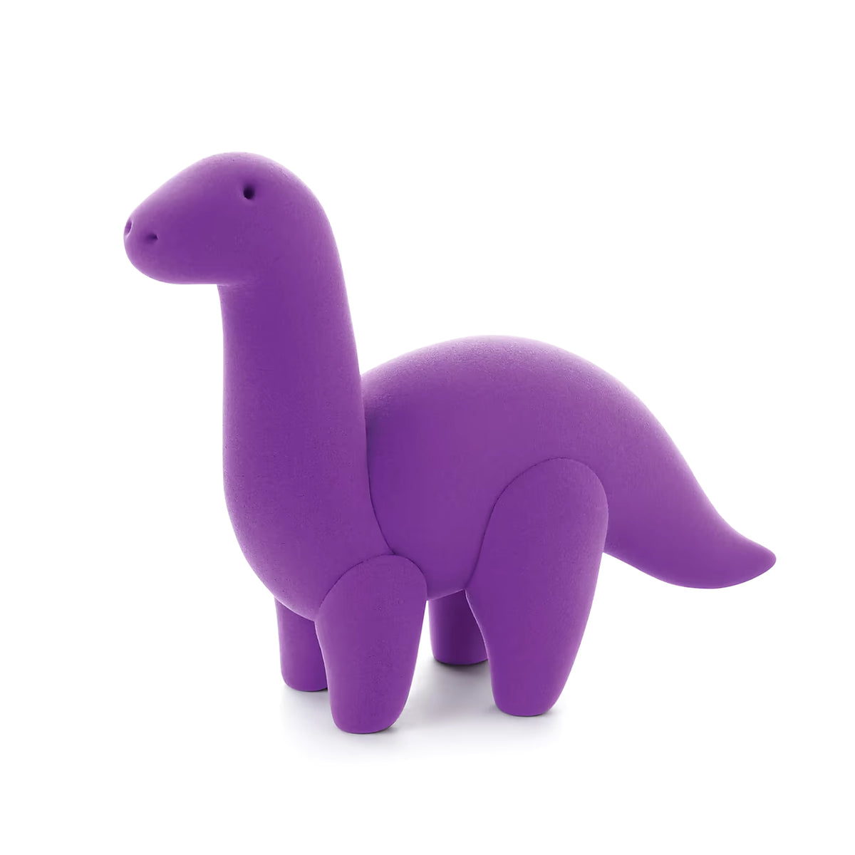 Paarse dinosaurus uit Hey Clay Advent Calender 2025, vrolijk boetseerklei speelgoed en creatief Sinterklaas cadeau.
