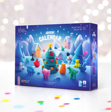Sfeervolle voorkant Hey Clay Advent Calender 2025 met figuren van boetseerklei, ideaal kerstcadeau speelgoed.