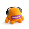 Hey Clay knuffel Muzon oranje alien monster met koptelefoon en paarse mond - zacht kindercadeau