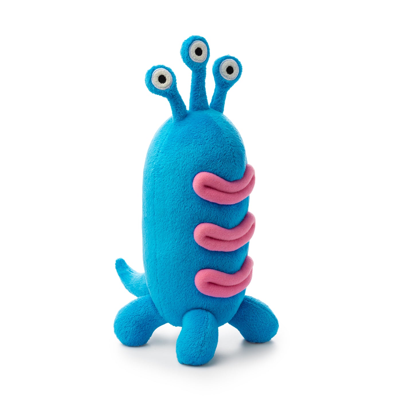 Hey Clay alien knuffel Trio blauw met drie ogen en roze strepen, zachte pluche monsterknuffel 28cm