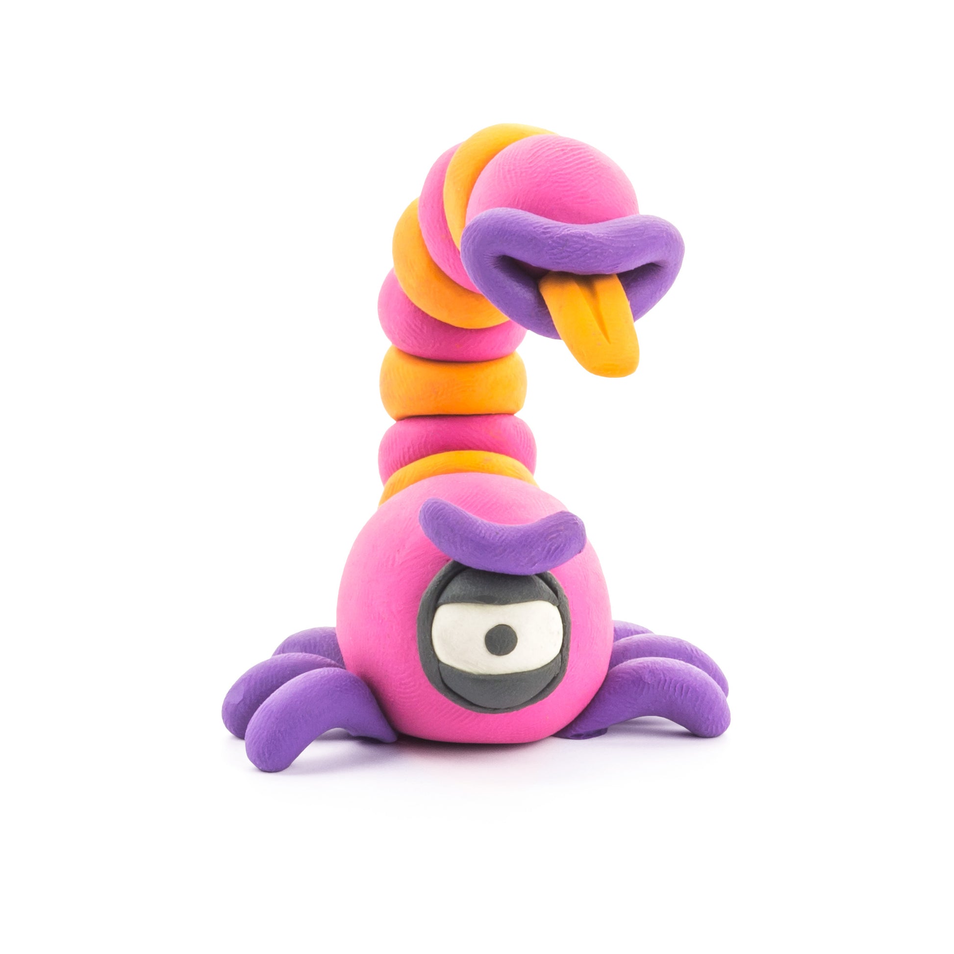 Hey Clay Aliens roze alien Scorpio met kleurrijke staart en één oog gemaakt van boetseerklei