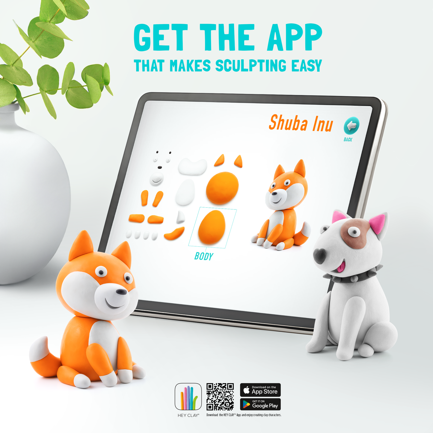 Hey Clay app tutorial Shiba Inu boetseren met stap-voor-stap instructies voor kleien