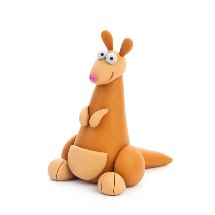 Bruin-beige kangoeroe van Hey Clay boetseerklei uit de Australian Animals set, creatief en educatief speelgoed voor kinderen.