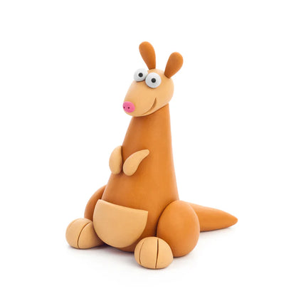 Bruin-beige kangoeroe van Hey Clay boetseerklei uit de Australian Animals set, creatief en educatief speelgoed voor kinderen.