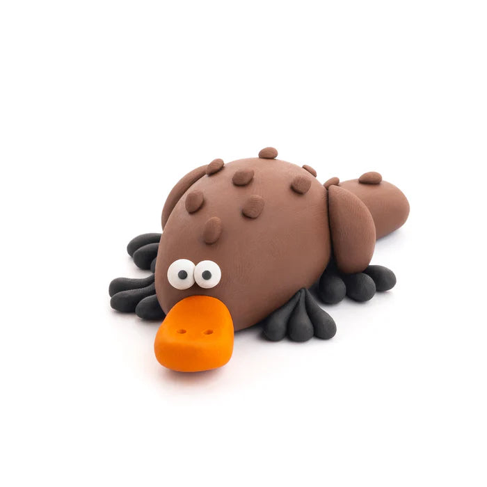 Bruin vogelbekdier van Hey Clay boetseerklei uit de Australian Animals set, creatief en educatief speelgoed voor kinderen.