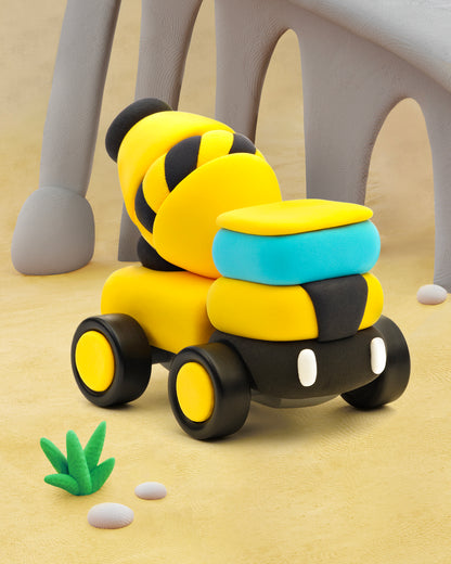 Hey Clay betonmixer boetseerklei close-up - geel-zwart Construction Vehicles speelgoed detail foto