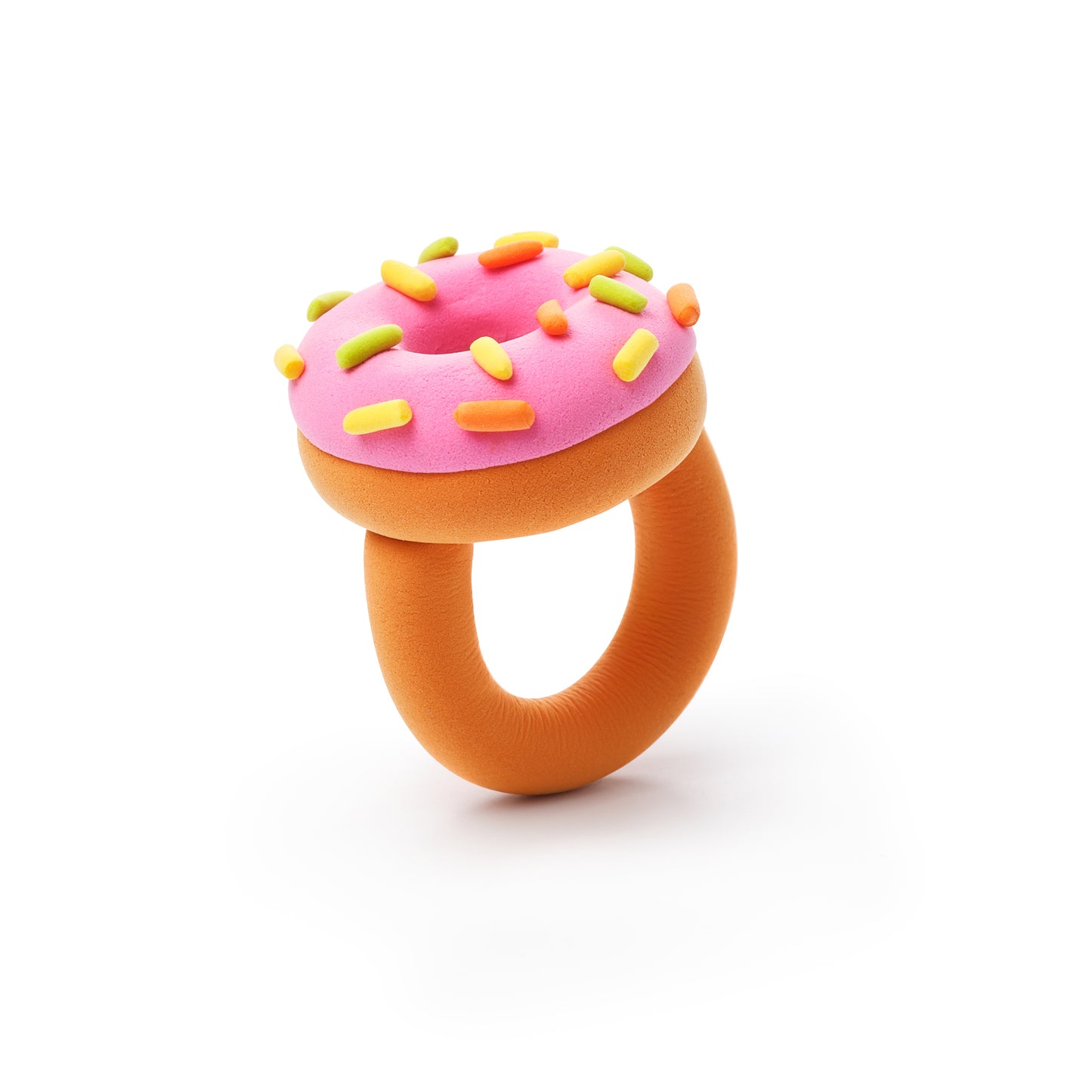 Hey Clay Bijou Rings Snoepjes donutring met roze glazuur en kleurrijke sprinkles van boetseerklei
