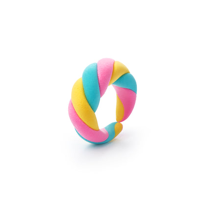 Hey Clay Bijou Rings Snoepjes – marshmallowring in roze, geel en turquoise gedraaide boetseerklei