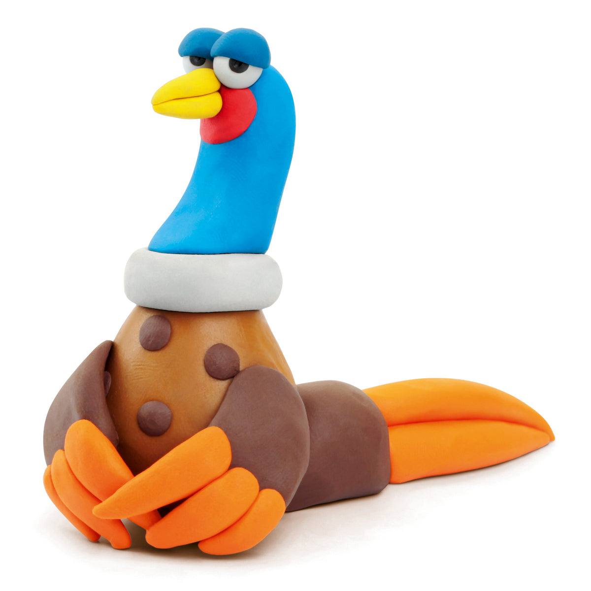 Hey Clay Birds fantasie vogel met blauw lijf en oranje staart gemaakt van kleurrijke boetseerklei