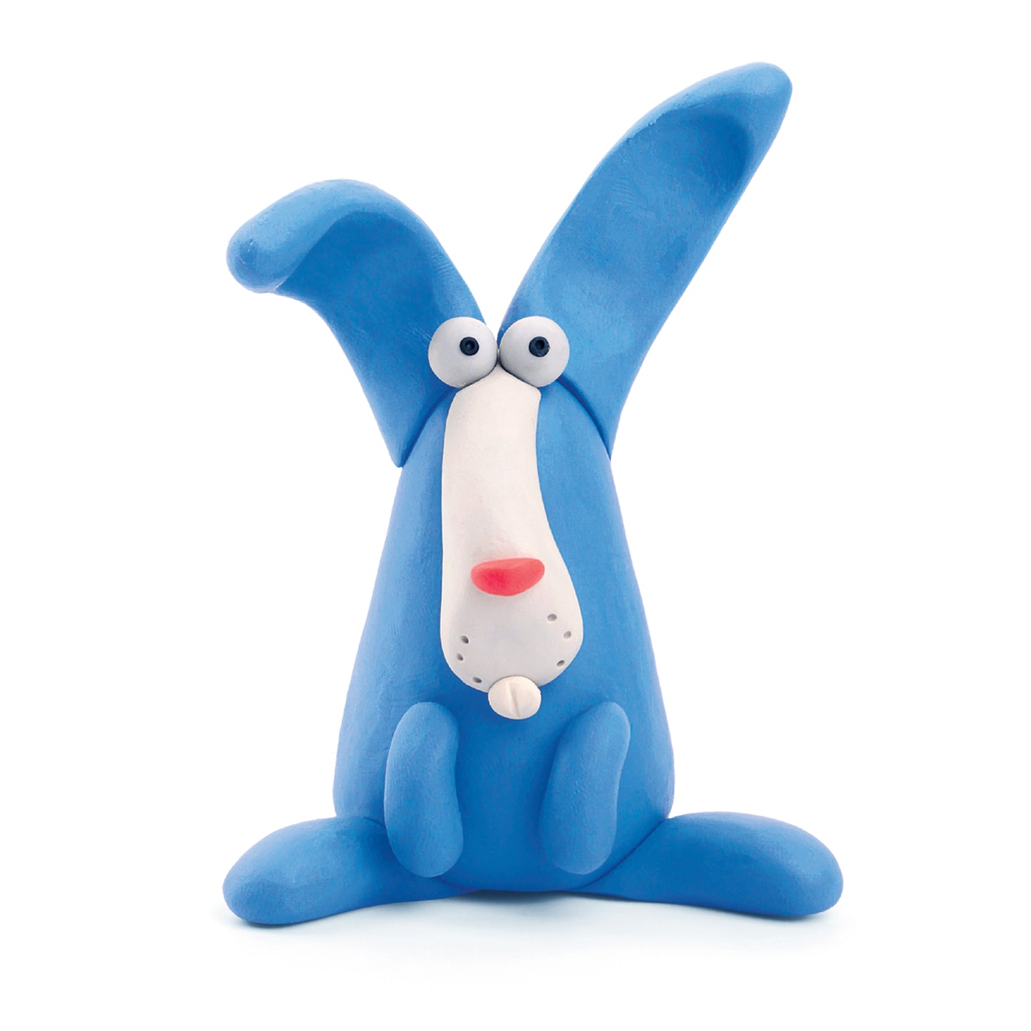 Hey Clay blauw konijn van boetseerklei, Farm Animals karakter met lange oren en staart