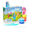 Hey Clay Bluey & Friends boetseerklei set met 15 potjes, twee sculpting tools en figuren Bluey en Coco.