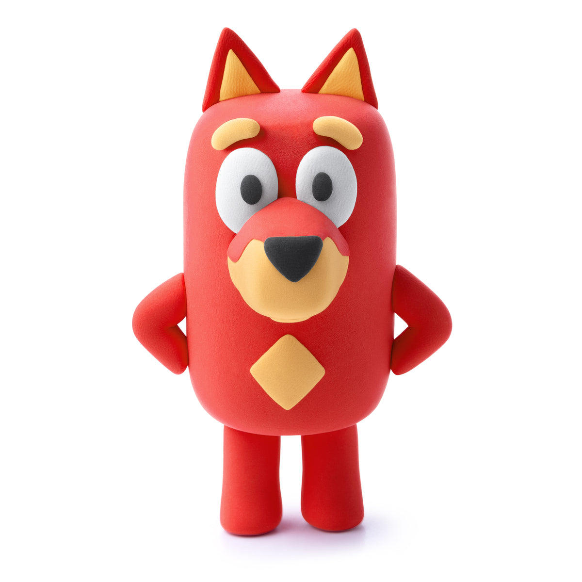 Hey Clay Bluey & Friends geboetseerde rode hond karakter detailfoto, speelgoed van boetseerklei