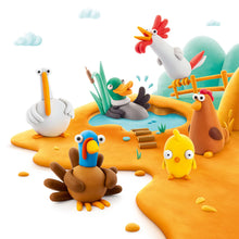 Hey Clay boerderijvogels collectie met kip, eend en gans gemaakt van boetseerklei speelgoed