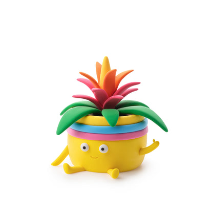 Hey Clay bromelia van boetseerklei in geel potje met kleurrijke bloem, klei ideeën volwassenen product