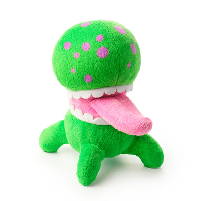 Hey Clay Burger alien knuffel in groen met roze stippen, open mond en zachte pluche voor kinderen