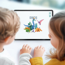 Hey Clay dino's app op tablet met kinderen die interactief kleien en dinosaurus speelgoed maken