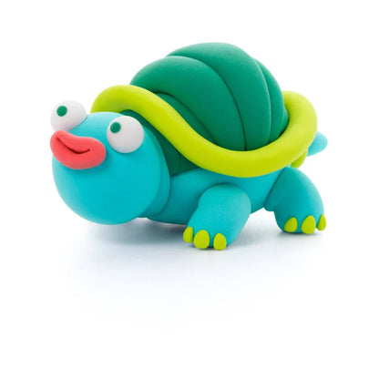 Blauwe en groene Hey Clay schildpad gemaakt van boetseerklei, kleurrijk speelgoed en leuke klei ideeën voor kinderen.