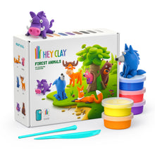 Hey Clay Forest Animals verpakking met 15 potjes boetseerklei en gekleurde bosdieren van klei