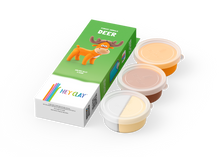 Hey Clay Forest Animals Deer hert boetseerklei set met 3 potjes en groene verpakking voor kinderen