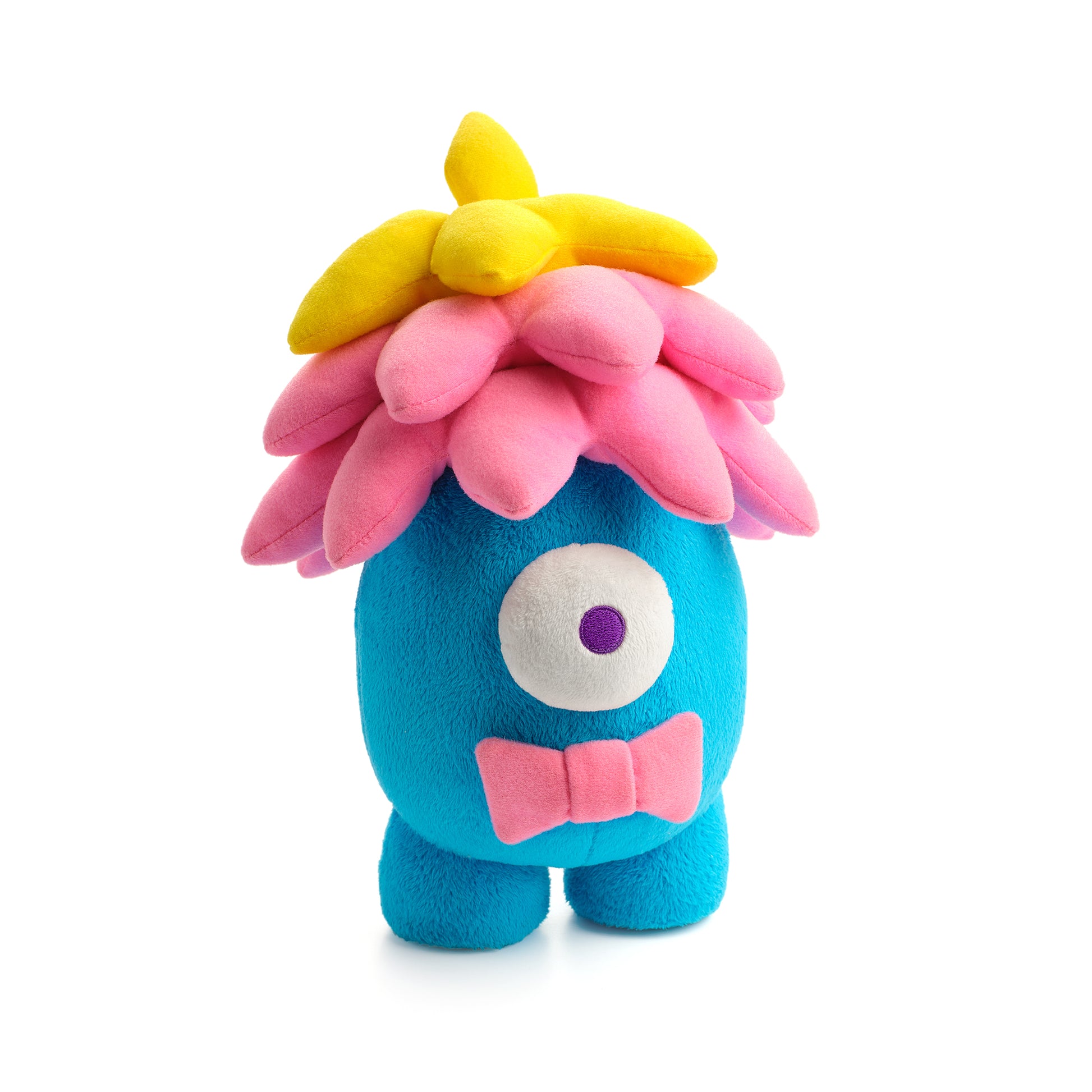 Hey Clay Hipster monsterknuffel turquoise met roze haar en strikje, educatief knuffel cadeau voor kinderen