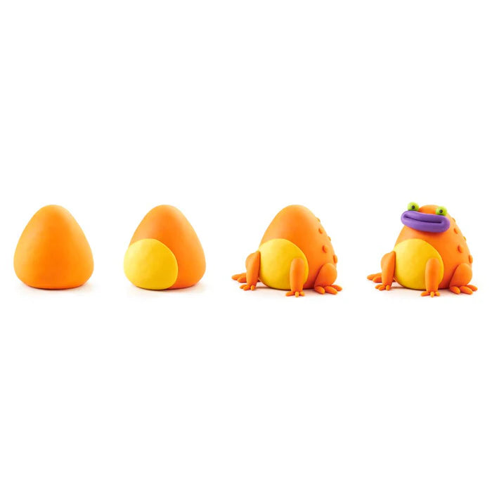 Hey Clay klei ideeën stapsgewijze opbouw oranje kikker met paarse mond exotic pets set