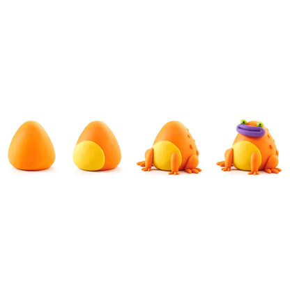 Hey Clay klei ideeën stapsgewijze opbouw oranje kikker met paarse mond exotic pets set