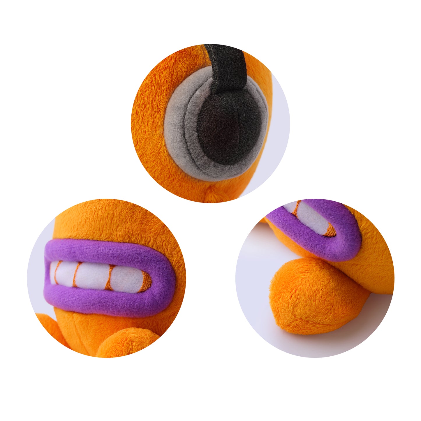 Hey Clay alien knuffel detail foto koptelefoon mond en oog - sensorisch speelgoed voor kinderen