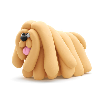 Hey Clay komondor hond met lang golvend haar van beige boetseerklei, bijzonder klei idee Dog Buddies