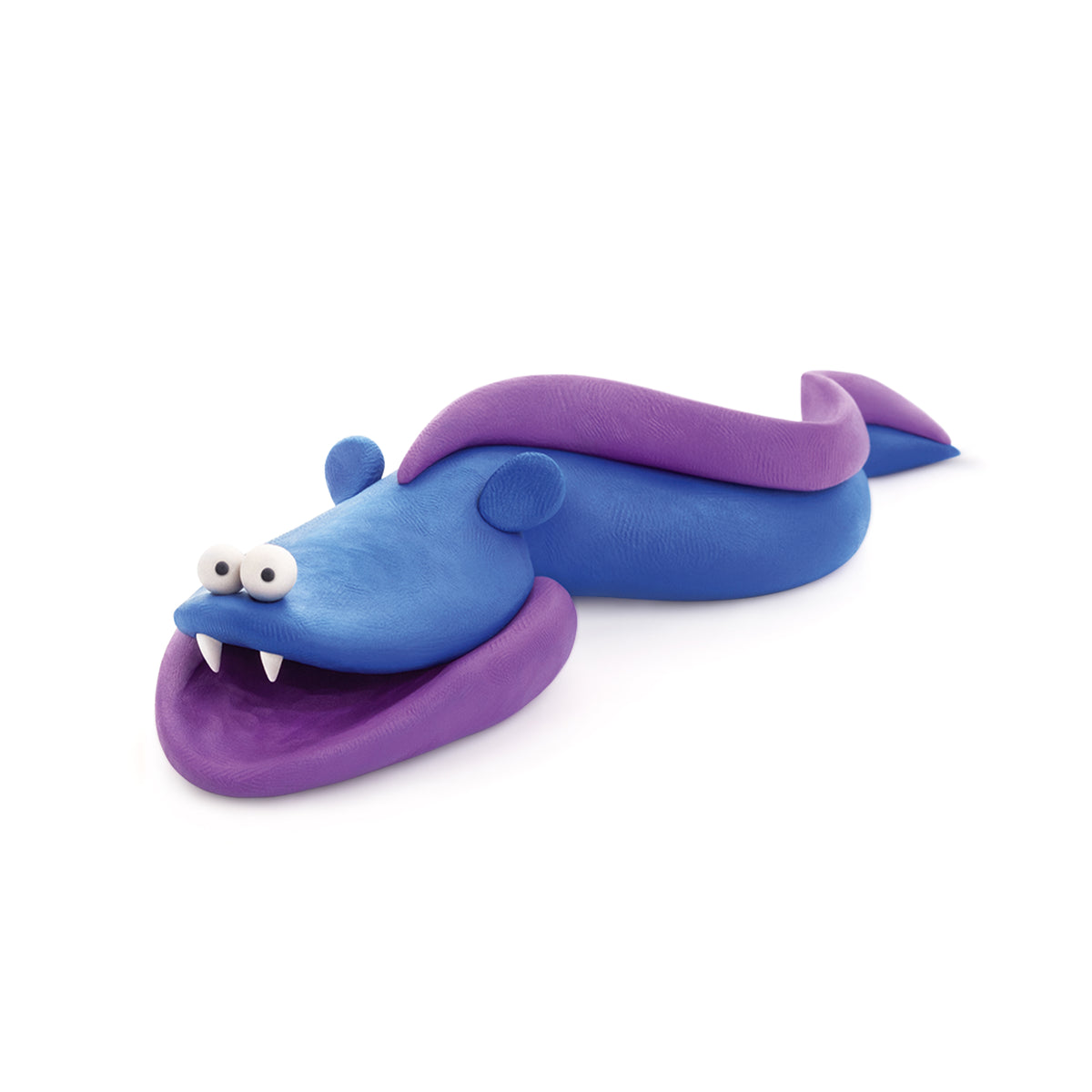 Hey Clay krokodil met paarse bek: blauw-paarse oceaan boetseerklei figuur met scherpe tanden voor kleien