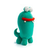 Hey Clay monsterknuffel Pi in turquoise pluche met grote ogen en rode mond, voorkant aanzicht