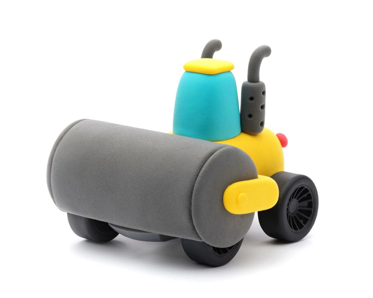 Gele wals van Hey Clay boetseerklei uit de Motors Construction Vehicles set, creatief en educatief speelgoed voor kinderen.