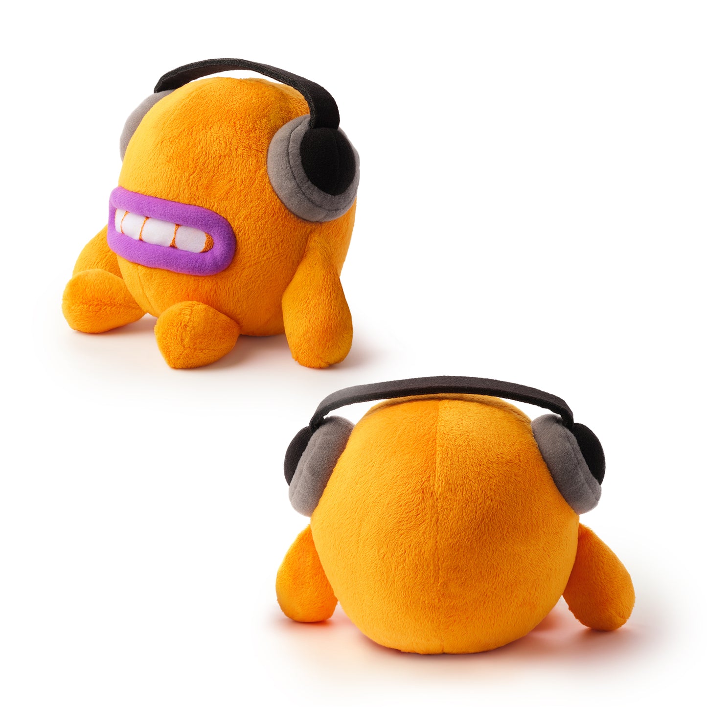 Hey Clay Muzon knuffel cadeau voor- en achterzijde oranje pluche alien met koptelefoon - kraamcadeau