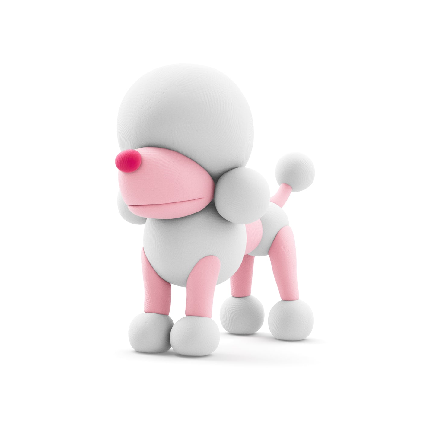 Hey Clay poedel hond van witte en roze boetseerklei, zijaanzicht creatief speelgoed Dog Buddies