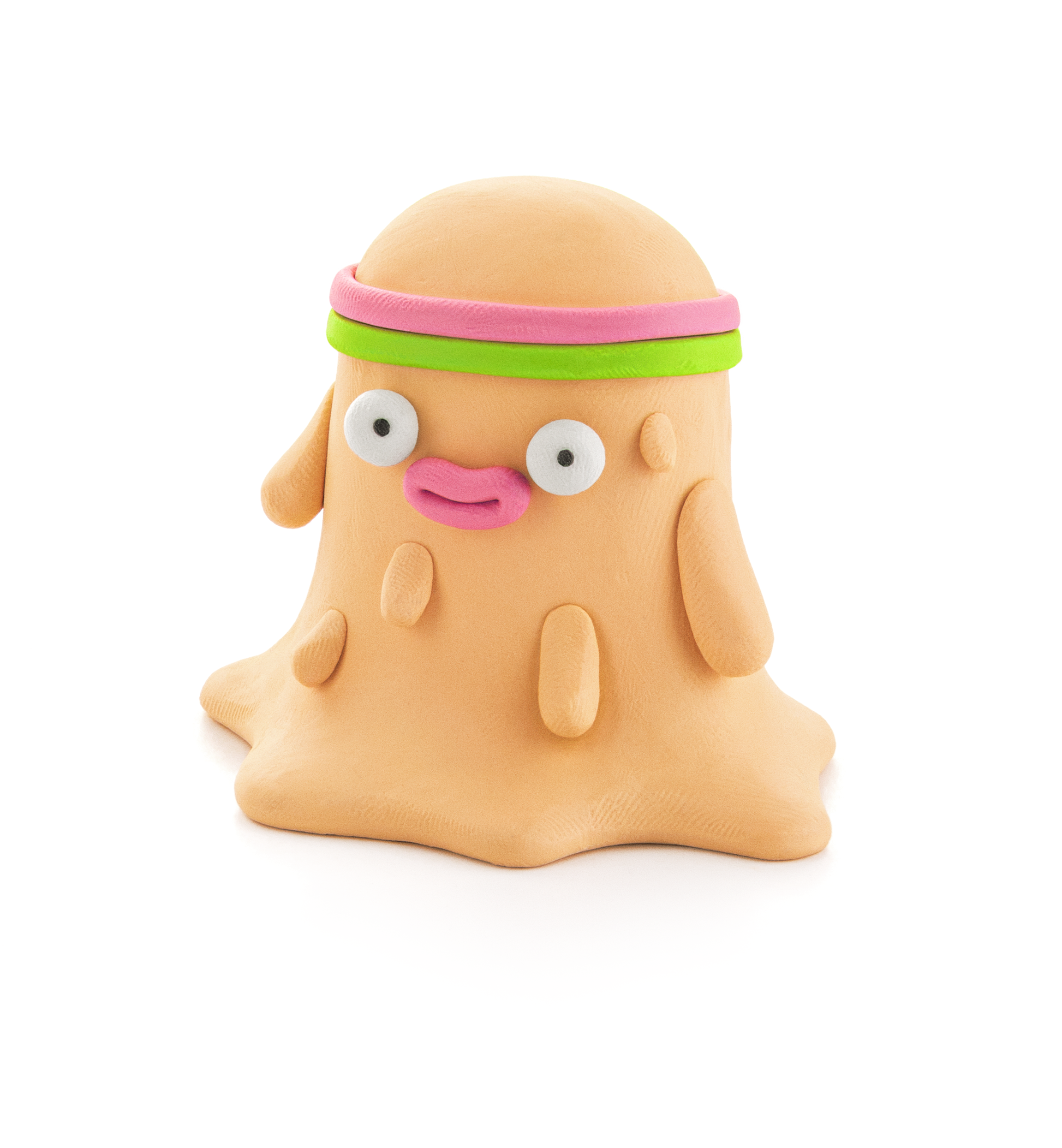 Hey Clay Poop Oops beige kleifiguur met kleurrijke hoofdband, detailfoto voor creatief kleien