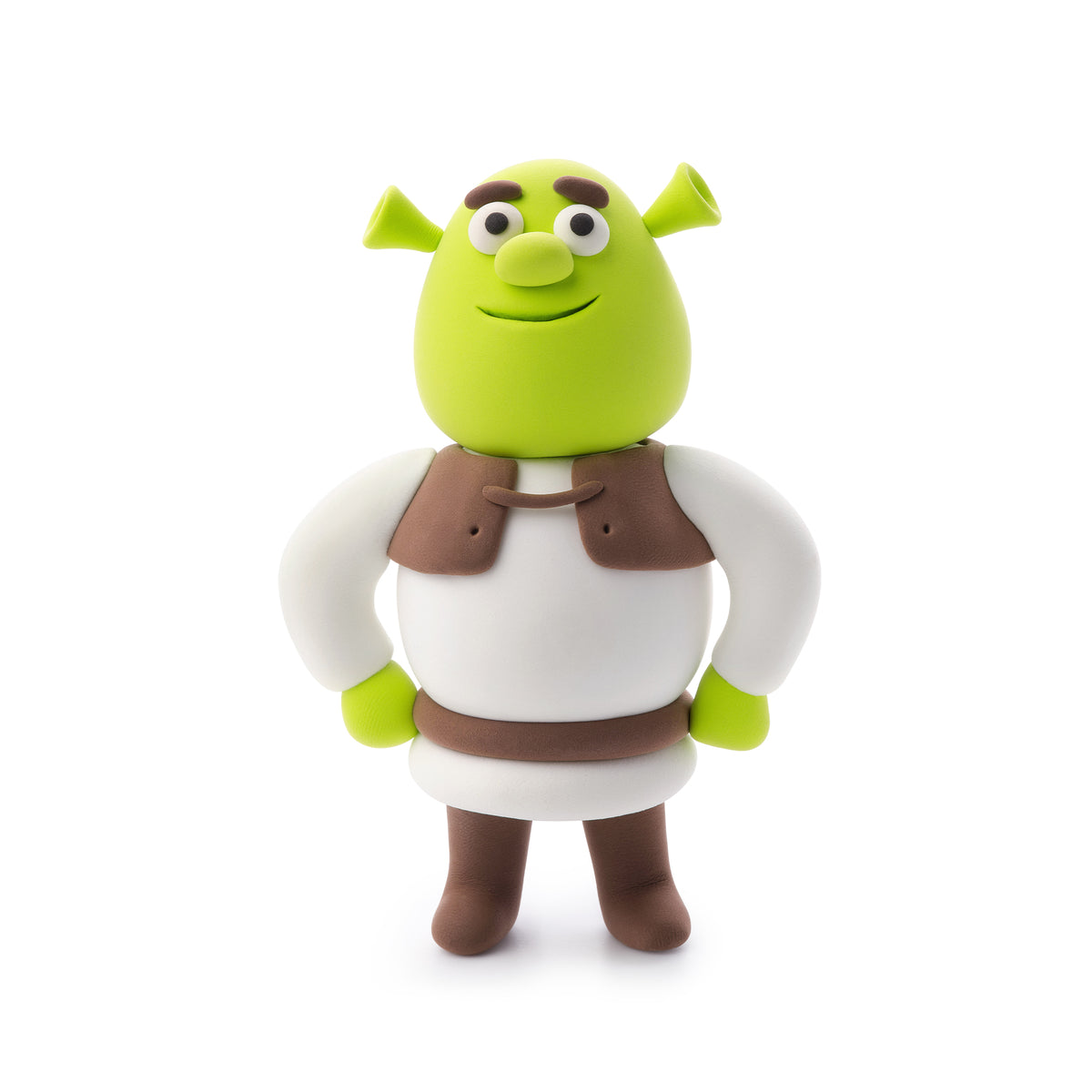 Hey Clay Shrek complete boetseerklei figuur voorkant met groen hoofd en wit kostuum DreamWorks product