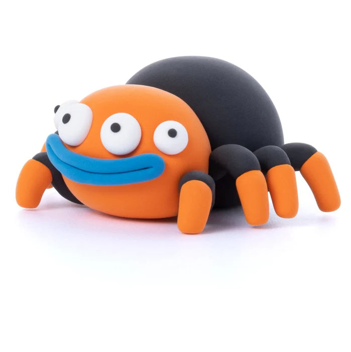 Hey Clay oranje spin van boetseerklei met zwart lijf en vriendelijk gezicht speelgoed