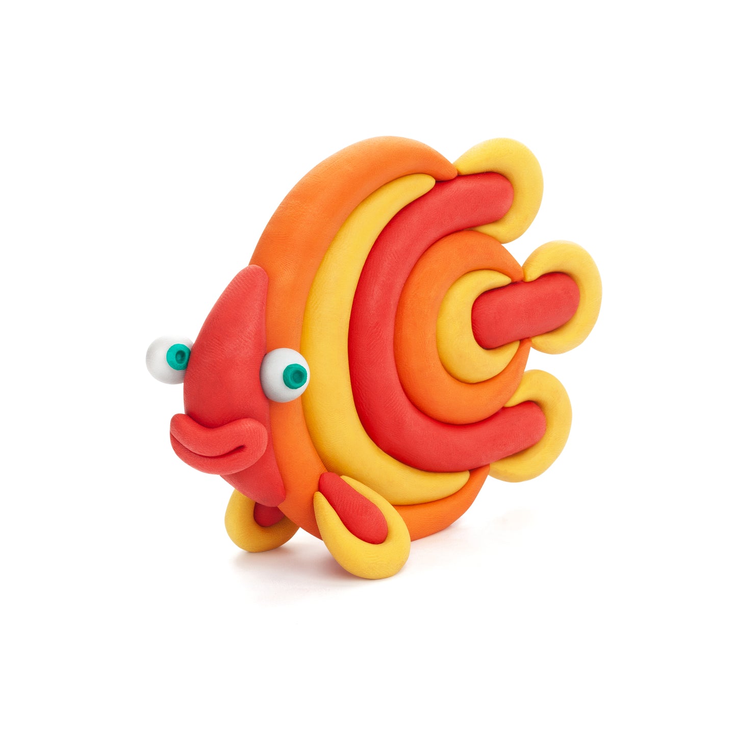 Hey Clay tropische vis met regenboogkleuren: oranje-gele oceaandier gemaakt van 15 potjes boetseerklei