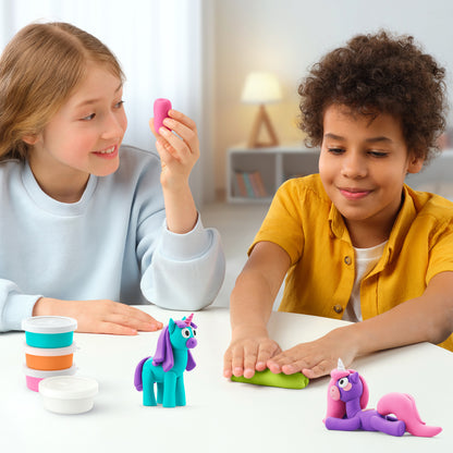 Hey Clay unicorns boetseerklei speelgoed voor kinderen, twee kinderen kleien kleurrijke eenhoorns